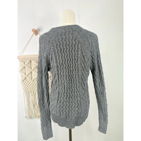 GAP Gray Wavy Cable Knit Crewneck Sweater XS - Picture 6 of 9